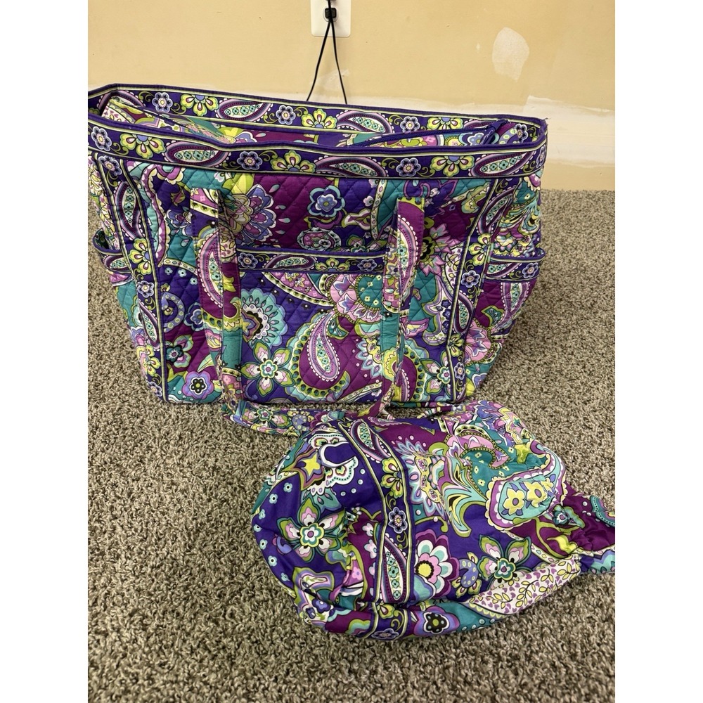 VERA BRADLEY~Get Carried Away Large Tote Bag HEATHER PAISLEY With Wet Bag